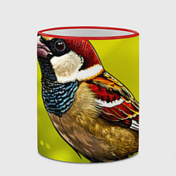 Кружка 3D Воробей на ветке, цвет: 3D-красный кант — фото 2