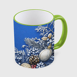 Кружка 3D Новогодние веточки, цвет: 3D-светло-зеленый кант