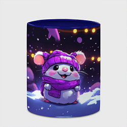 Кружка 3D Новогодняя мышка, цвет: 3D-белый + синий — фото 2