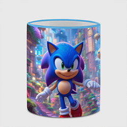 Кружка 3D Соник в красочной стране, цвет: 3D-небесно-голубой кант — фото 2