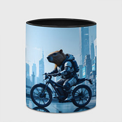 Кружка 3D Капибара мотоциклист, цвет: 3D-белый + черный — фото 2