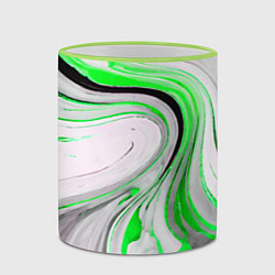 Кружка 3D Волнистые чёрно-зелёные линии на белом фоне, цвет: 3D-светло-зеленый кант — фото 2