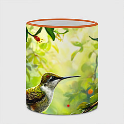 Кружка 3D Колибри в цветах, цвет: 3D-оранжевый кант — фото 2