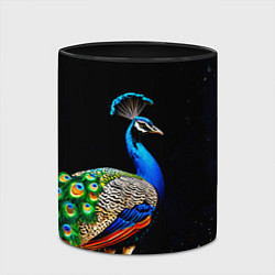 Кружка 3D Павлин на черном, цвет: 3D-белый + черный — фото 2