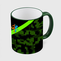 Кружка 3D Portal camo steel geometry, цвет: 3D-зеленый кант
