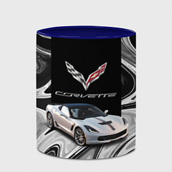 Кружка 3D Chevrolet Corvette - motorsport racing team, цвет: 3D-белый + синий — фото 2