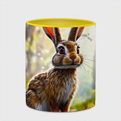 Кружка 3D Заяц в лесу, цвет: 3D-белый + желтый — фото 2