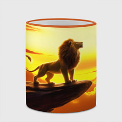 Кружка 3D Лев на закате на горе, цвет: 3D-оранжевый кант — фото 2