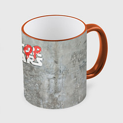 Кружка 3D Banksy - stop wars, цвет: 3D-оранжевый кант