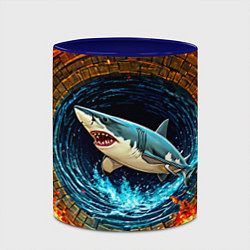 Кружка 3D Акула в огненом колодце, цвет: 3D-белый + синий — фото 2