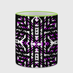 Кружка 3D Чёрно-фиолетовые диагональные полосы на белом фоне, цвет: 3D-светло-зеленый кант — фото 2