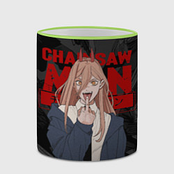 Кружка 3D Chainsaw man - Power fuck, цвет: 3D-светло-зеленый кант — фото 2
