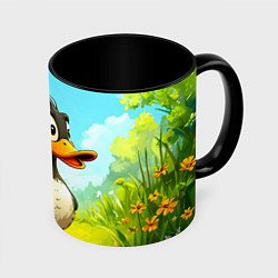 Кружка 3D Веселая уточка, цвет: 3D-белый + черный