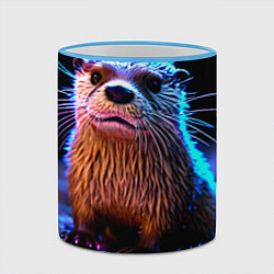Кружка 3D Выдра и разряд тока, цвет: 3D-небесно-голубой кант — фото 2