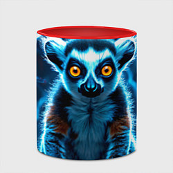 Кружка 3D Лемур и удар молнии, цвет: 3D-белый + красный — фото 2
