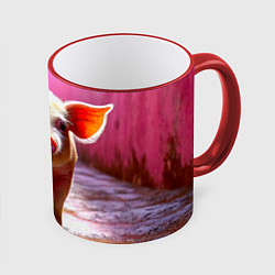 Кружка 3D Поросенок в розовом, цвет: 3D-красный кант