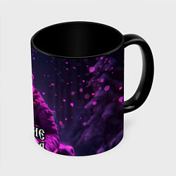 Кружка 3D Советский медведь в неоновом свете, цвет: 3D-белый + черный