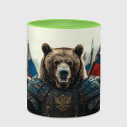 Кружка 3D Русский воин медведь, цвет: 3D-белый + светло-зеленый — фото 2
