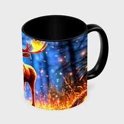 Кружка 3D Лосенок в лесу, цвет: 3D-белый + черный