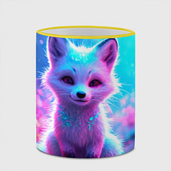 Кружка 3D Песец в неоновом свете, цвет: 3D-желтый кант — фото 2