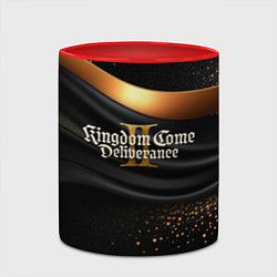 Кружка 3D Kingdom Come Deliverance 2 черная ткань с золотом, цвет: 3D-белый + красный — фото 2