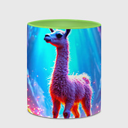 Кружка 3D Лама в неоновых лучах, цвет: 3D-белый + светло-зеленый — фото 2