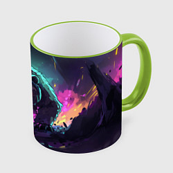 Кружка 3D Атакующий русский медведь, цвет: 3D-светло-зеленый кант