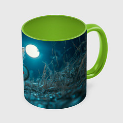 Кружка 3D Котенок выходит на тропу войны, цвет: 3D-белый + светло-зеленый