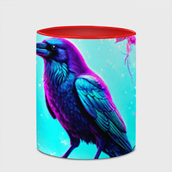 Кружка 3D Черный ворон в бирюзовом, цвет: 3D-белый + красный — фото 2