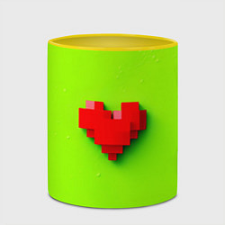Кружка 3D Пиксельное красное сердечко, цвет: 3D-белый + желтый — фото 2