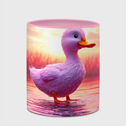 Кружка 3D Уточка на розовом озере, цвет: 3D-белый + розовый — фото 2