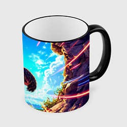 Кружка 3D Страус в пещере, цвет: 3D-черный кант