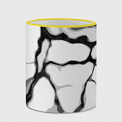 Кружка 3D Чёрные абстрактные полосы на белом фоне, цвет: 3D-желтый кант — фото 2