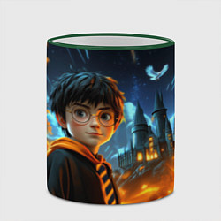 Кружка 3D Гарри Поттер на фоне огня, цвет: 3D-зеленый кант — фото 2