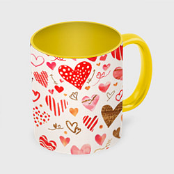 Кружка 3D Любовный паттерн, цвет: 3D-белый + желтый