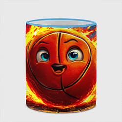 Кружка 3D Веселый баскетбольный мяч, цвет: 3D-небесно-голубой кант — фото 2