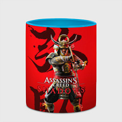 Кружка 3D Assassins Creed Shadows - samurai Yasuke, цвет: 3D-белый + небесно-голубой — фото 2
