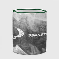 Кружка 3D SsangYong - grey gradient по-горизонтали, цвет: 3D-зеленый кант — фото 2