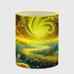 Кружка 3D Neon galaxy - ai art fantasy, цвет: 3D-желтый кант — фото 2