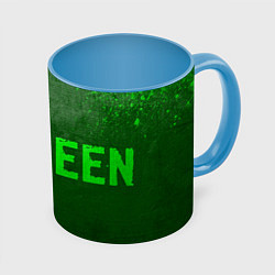 Кружка 3D Queen - green gradient по-горизонтали, цвет: 3D-белый + небесно-голубой
