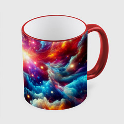 Кружка 3D Colorfull neon space clouds - ai art fantasy, цвет: 3D-красный кант