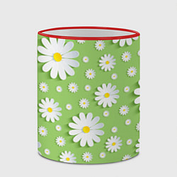 Кружка 3D Ромашки бумажные, цвет: 3D-красный кант — фото 2