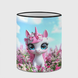 Кружка 3D Единорожка в цветочках, цвет: 3D-черный кант — фото 2