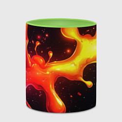 Кружка 3D Радужные кляксы на черном фоне, цвет: 3D-белый + светло-зеленый — фото 2