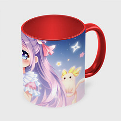 Кружка 3D Милое аниме, цвет: 3D-белый + красный