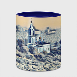 Кружка 3D Храм на фоне современного города, цвет: 3D-белый + синий — фото 2