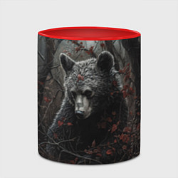 Кружка 3D Бурый мишка в дремучем лесу, цвет: 3D-белый + красный — фото 2