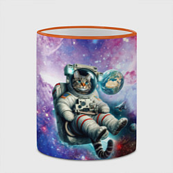 Кружка 3D Brave cat in space - ai art, цвет: 3D-оранжевый кант — фото 2