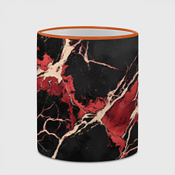 Кружка 3D Красно-черная потертая текстура, цвет: 3D-оранжевый кант — фото 2