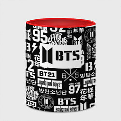 Кружка 3D Bangtan Boys pattern black, цвет: 3D-белый + красный — фото 2